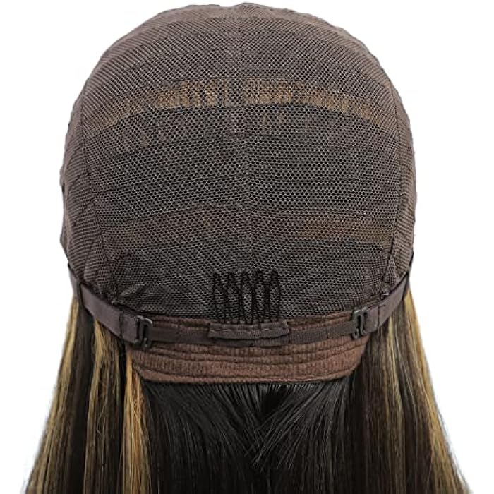 DILLARDS Shinyshow Long Straight Highlight Wig 26 Inch Brown Mixed Blonde Wig Middle Part Synthetic Wigs For Women Heat Resistant Fiber Natural Looking Hair For Daily (Brown Highlight Blonde Wig) - Image 5